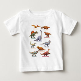 恐竜の名前付き子供用Tシャツ – カラフルな恐竜の名前 ベビーTシャツ