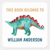 恐竜の名前"この本は"学校に属する スクエアシール (正面)