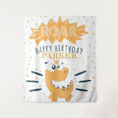 恐竜の咆哮 ハッピー バースデー オーダーメイド タペストリー (正面)