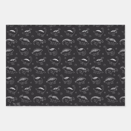 恐竜の喜びの包み紙セット – おもしろいとフェスト ラッピングペーパーシート (正面3)