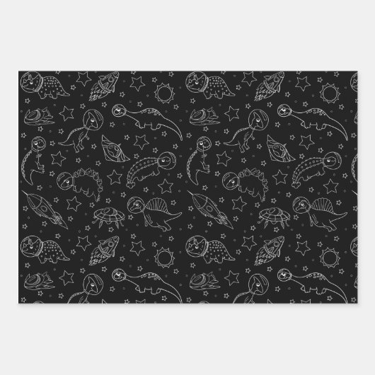 恐竜の喜びの包み紙セット – おもしろいとフェスト ラッピングペーパーシート (正面2)