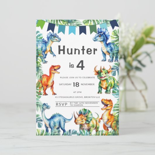 恐竜の四歳の誕生日 招待状 (スタンド正面)
