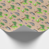 恐竜の国かわいいディノ ラッピングペーパー (角)