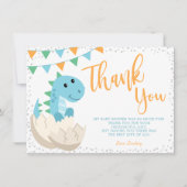 恐竜の大型赤ちゃんシャワーフラット サンキューカード (正面)