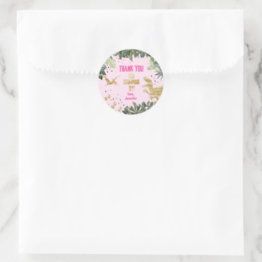 恐竜の女の子が足を踏み入れてくれてありがとう ラウンドシール (バッグ)