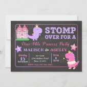 恐竜の女の子のための共同誕生日の招待状 招待状 (正面)