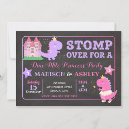 恐竜の女の子のための共同誕生日の招待状 招待状