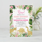 恐竜の女の子のベビーシャワー招待状 招待状 (スタンド正面)