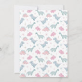 恐竜の女の子のベビー写真の誕生発表 案内状 (裏面)