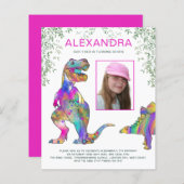 恐竜の女の子の誕生日パーティー写真の予算 (正面/裏面)