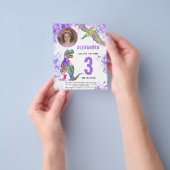 恐竜の女の子の誕生日パーティー写真の予算 チラシ (手)