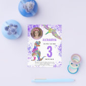 恐竜の女の子の誕生日パーティー写真の予算 チラシ (シングル)