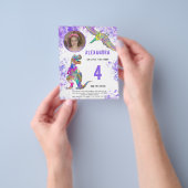 恐竜の女の子の誕生日パーティー写真の予算 チラシ (手)