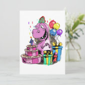 恐竜の女の子の誕生日パーティー4 招待状 (スタンド正面)