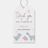 恐竜の女の子の誕生日パーティー ギフトタグ (正面)