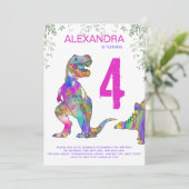 恐竜の女の子の誕生日パーティー 招待状 (スタンド正面)