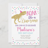 恐竜の女の子の誕生日 招待状 (正面)