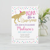 恐竜の女の子の誕生日 招待状 (スタンド正面)