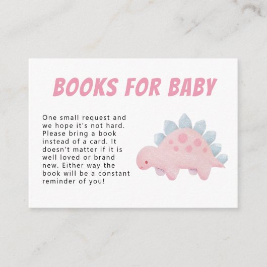 恐竜の女の子の赤ちゃんシャワー予約リクエスト エンクロージャーカード (正面)