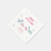 恐竜の女の子の赤ちゃんシャワーRAWR スタンダードカクテルナプキン (角)