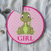 恐竜の女の子の赤ちゃんシャワーTレックス 缶バッジ (インサイチュ)