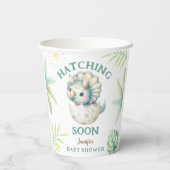 恐竜の女の子の赤ちゃんシャワーTriceratopsウェルカムサイン 紙コップ (裏面)