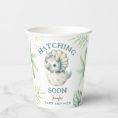 恐竜の女の子の赤ちゃんシャワーTriceratopsウェルカムサイン 紙コップ (正面)