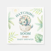 恐竜の女の子の赤ちゃんシャワーTriceratopsピンクDino スタンダードカクテルナプキン (正面)