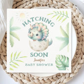 恐竜の女の子の赤ちゃんシャワーTriceratopsピンクDino スタンダードカクテルナプキン