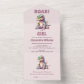 恐竜の女の子の赤ちゃん歓迎会 オールインワン招待状 (内側)