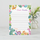 恐竜の女の子タイムカプセルノートメッセージカード サンキューカード (スタンド正面)