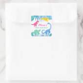 恐竜の女の子1歳の誕生日カラフル スクエアシール (バッグ)