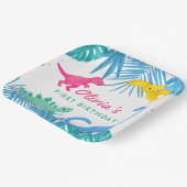 恐竜の女の子1歳の誕生日カラフル ペーパープレート (傾斜あり)