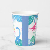 恐竜の女の子1歳の誕生日カラフル 紙コップ (右)