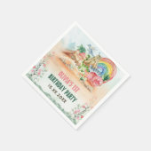 恐竜の女の子1st誕生日パーティー スタンダードカクテルナプキン (角)