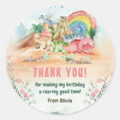 恐竜の女の子1st誕生日パーティー ラウンドシール (正面)