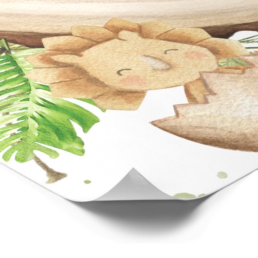 恐竜の女の子1st誕生日ベビーシャワーへようこそ ポスター (角)