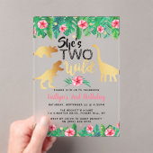 恐竜の女の子2歳の誕生日 アクリル招待状 (インサイチュ (ポータブル))