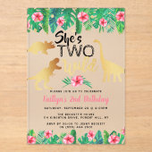 恐竜の女の子2歳の誕生日 アクリル招待状 (正面)