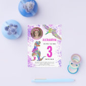 恐竜の女の子3rd誕生日パーティー写真予算 チラシ (シングル)