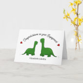 恐竜の婚約祝い カード (黄色い花)