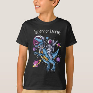 恐竜の子どもたちのTレックス宇宙飛行士がTシャツの名前を追加 Tシャツ