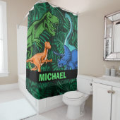 恐竜の子どもたちDino Jurasic Trexボーイがカスタマイズ可能 シャワーカーテン (インサイチュ)
