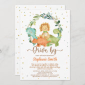 恐竜の子どものベビーシャワーに乗る 招待状 (正面/裏面)