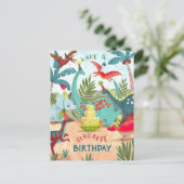 恐竜の子供たちへの超強力な誕生日カード ポストカード (スタンド正面)