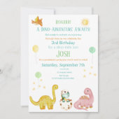 恐竜の子供たち3歳の誕生日 招待状 (正面)