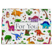 恐竜の子供のパターンあなたのための大きな抱き枕 ラージペーパーバッグ (正面)