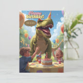 恐竜の子供の誕生日カード 招待状 (スタンド正面)