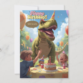 恐竜の子供の誕生日カード 招待状