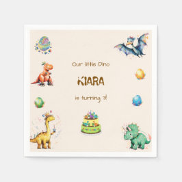 恐竜の子供の誕生日パーティーのナプキン スタンダードカクテルナプキン